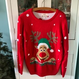 Merry Christmas from V28 reindeer holiday sweater euc sz L